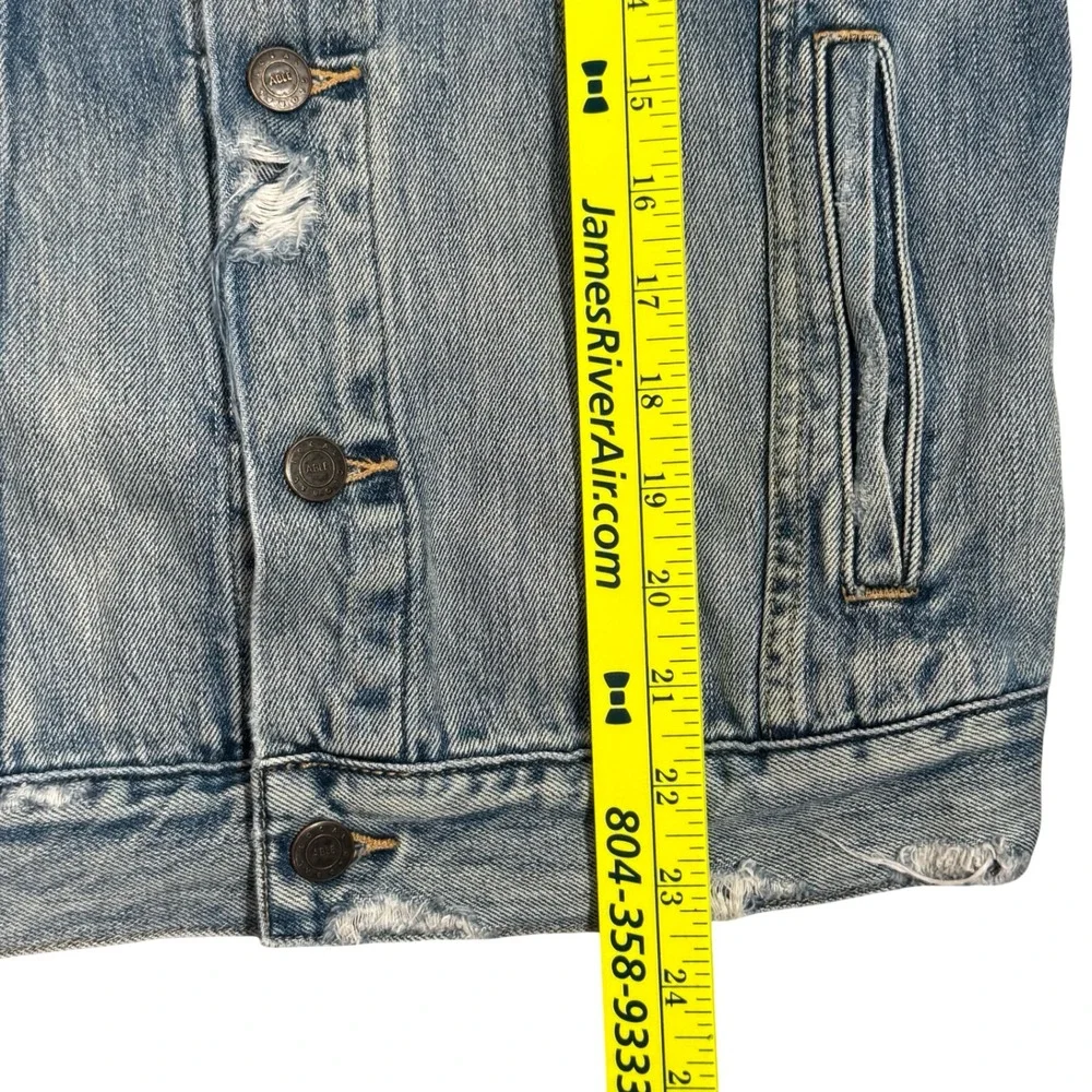 ABLE Anthropologie Womens Medium Merly Denim Jean Jacket Distressed‎ Light Wash